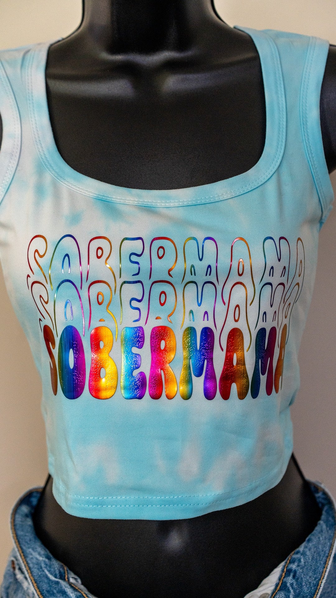 "Sobermama" Rainbow Drip Crop Tank