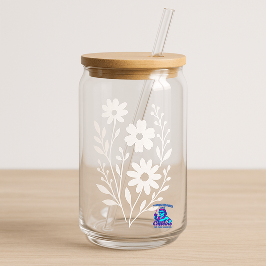 12oz Can-Shaped Glass Tumbler with Bamboo Lid – Custom Design