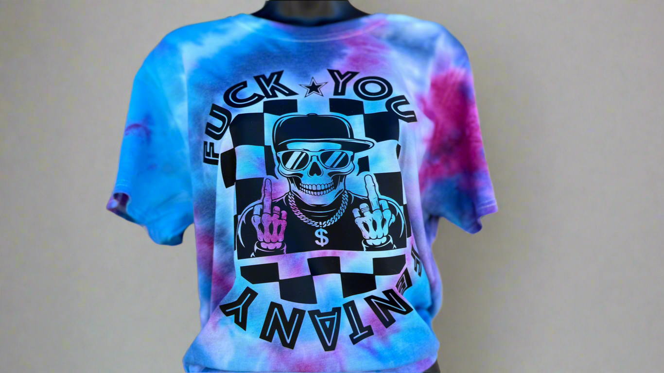 Tie Dye F Fentanyl Skull Tee