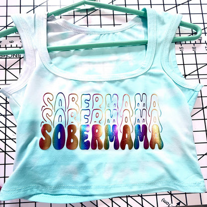 "Sobermama" Rainbow Drip Crop Tank