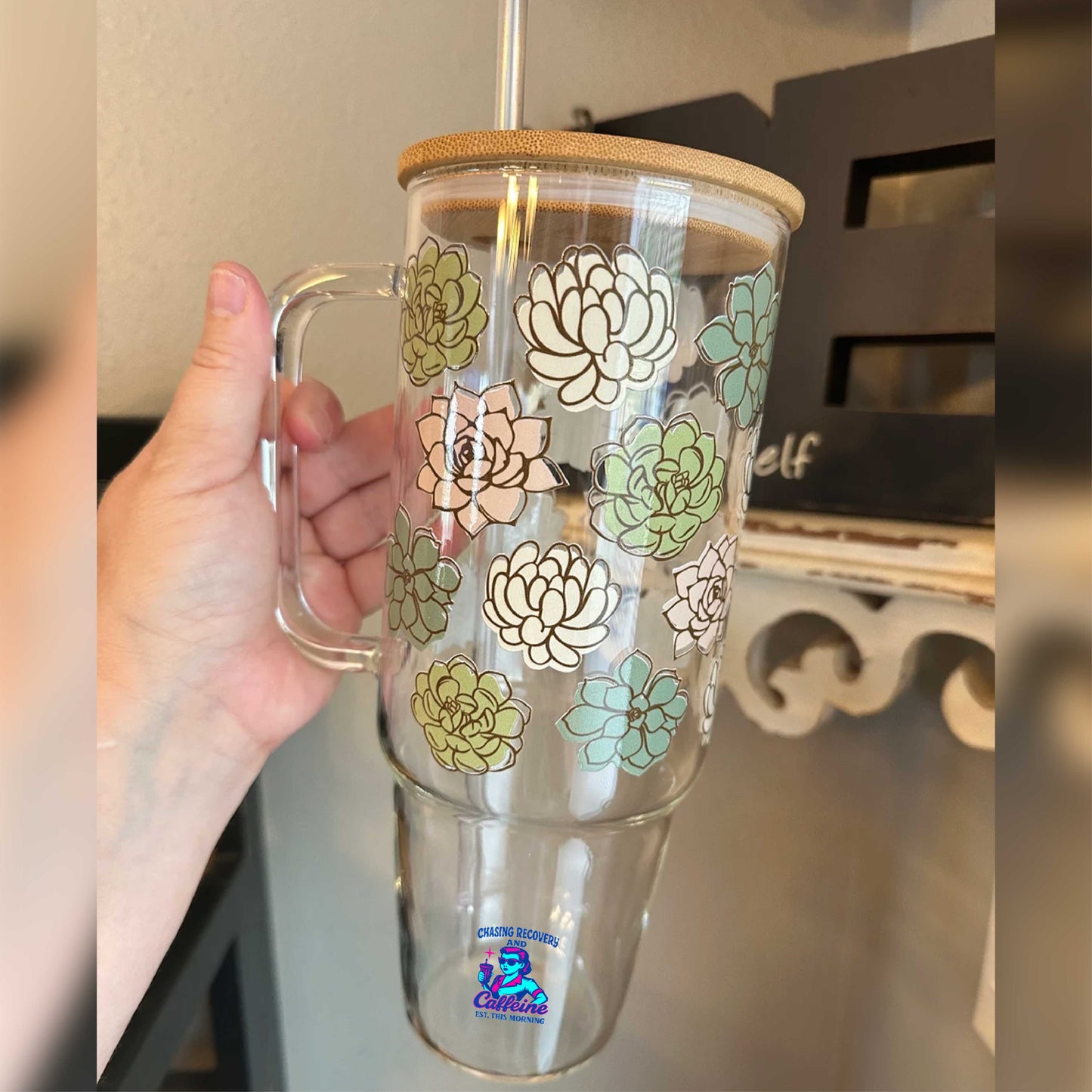 44oz Crystal-Decorated Glass Tumbler