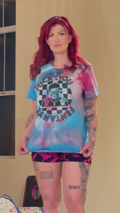 Tie Dye F Fentanyl Skull Tee