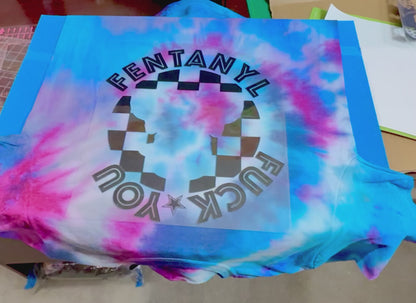 Tie Dye F Fentanyl Skull Tee